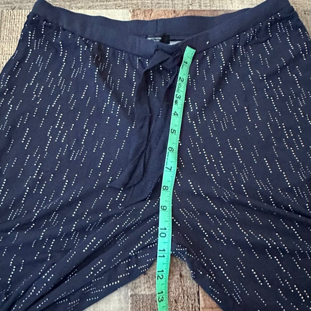 Simply Vera Vera Wang Womens Medium Pajama Pants Navy With White Dots - Picture 3 of 7